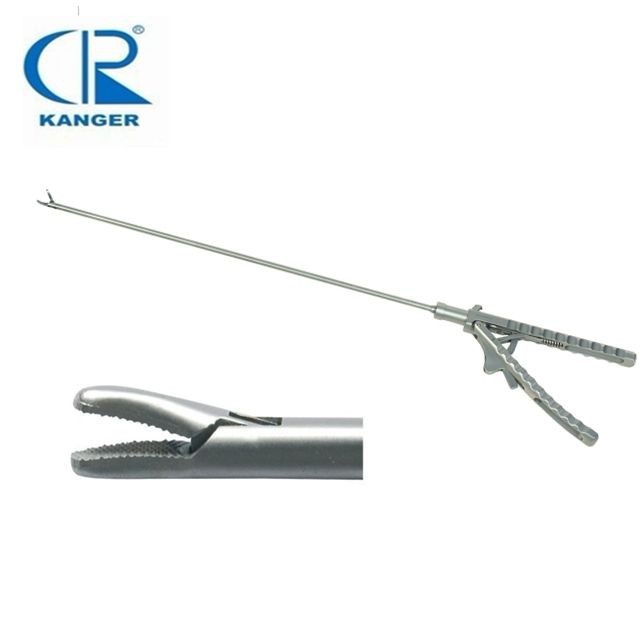 Needle Holder With Axial Handle And Flush Port, Jaw Curves Left