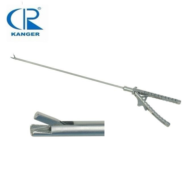 Needle Holder With Axial Handle And Flush Port, Jaw Curves Left