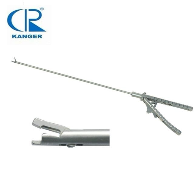 Needle Holder With Axial Handle And Flush Port, Jaw Curves Left