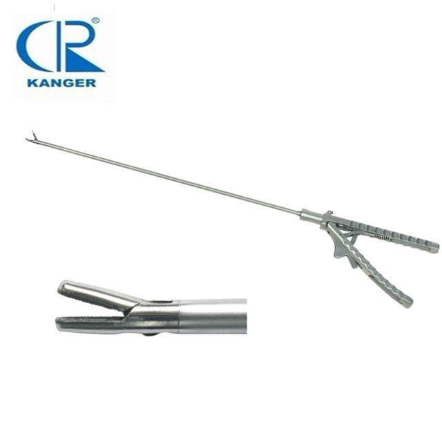 Needle Holder With Axial Handle And Flush Port, Jaw Curves Left
